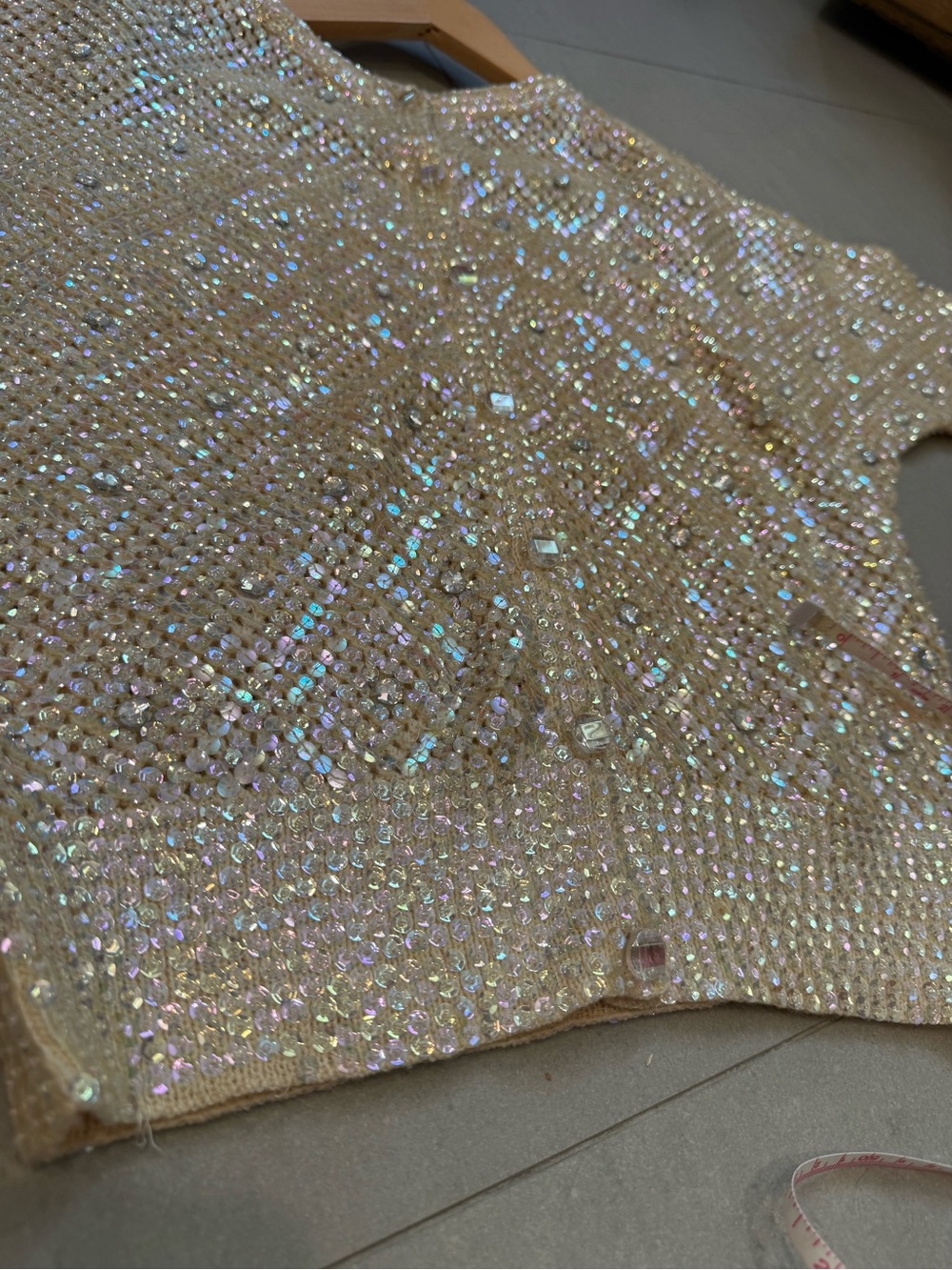 VINTAGE Sequined Cream Sparkle Women's Sweater